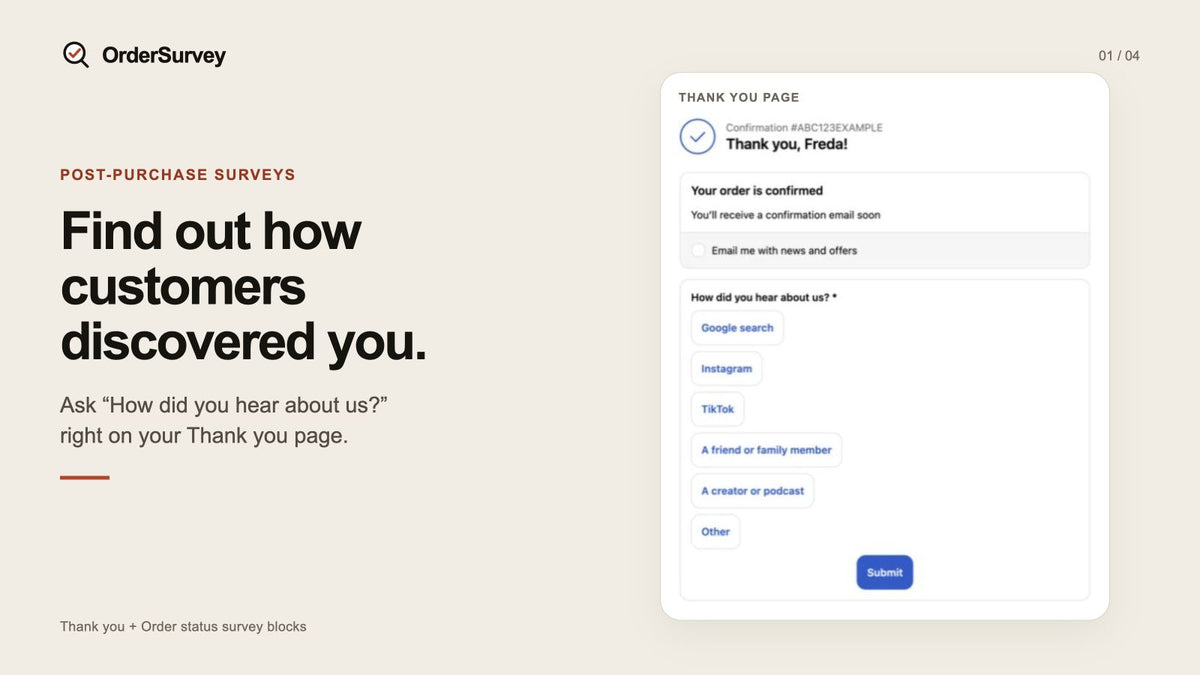 OrderSurvey demo — try a post-purchase survey